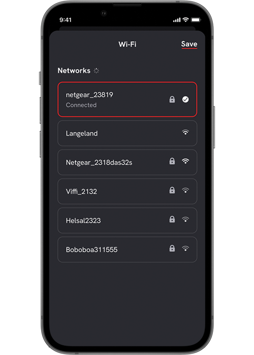 Select a Wi-Fi network and type in the password​