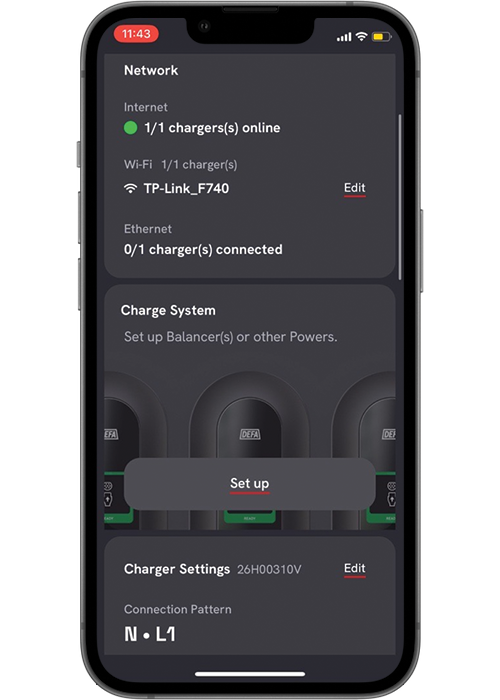 Select «Set up» Charge System​