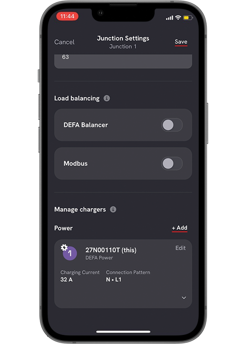 When the «Total charge current» is set, scroll down to «Manage Chargers»​