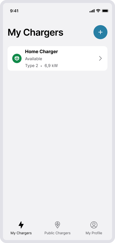 Screenshot of My Charger in the CloudCharge app