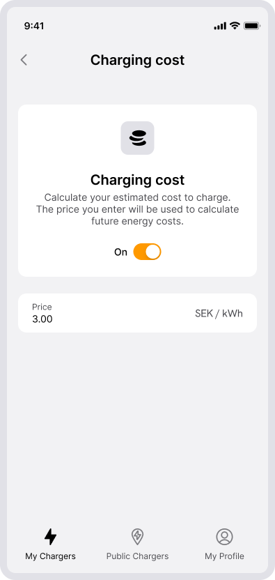 Screenshot of CloudCharge App - Estimate costs