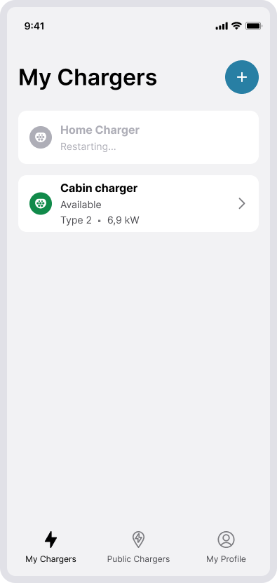 Screenshot of CloudCharge App - Waiting for restart