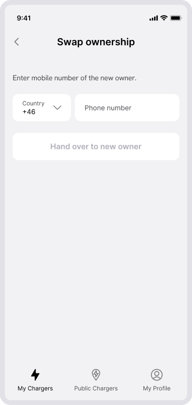 Screenshot of CloudCharge App - Enter mobile number