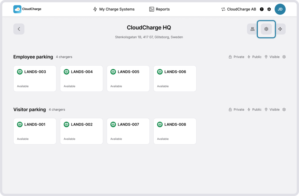 Screenshot of CloudCharge Portal - RFID key settings